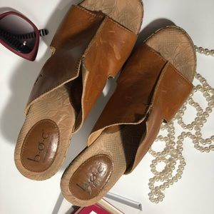 Born BOC Floral Cork Wedge Shoes Size 10